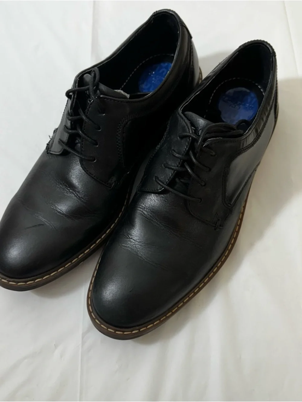 Nunn Bush Black Leather Derby Shoes with Contrasting‎ Brown Welt